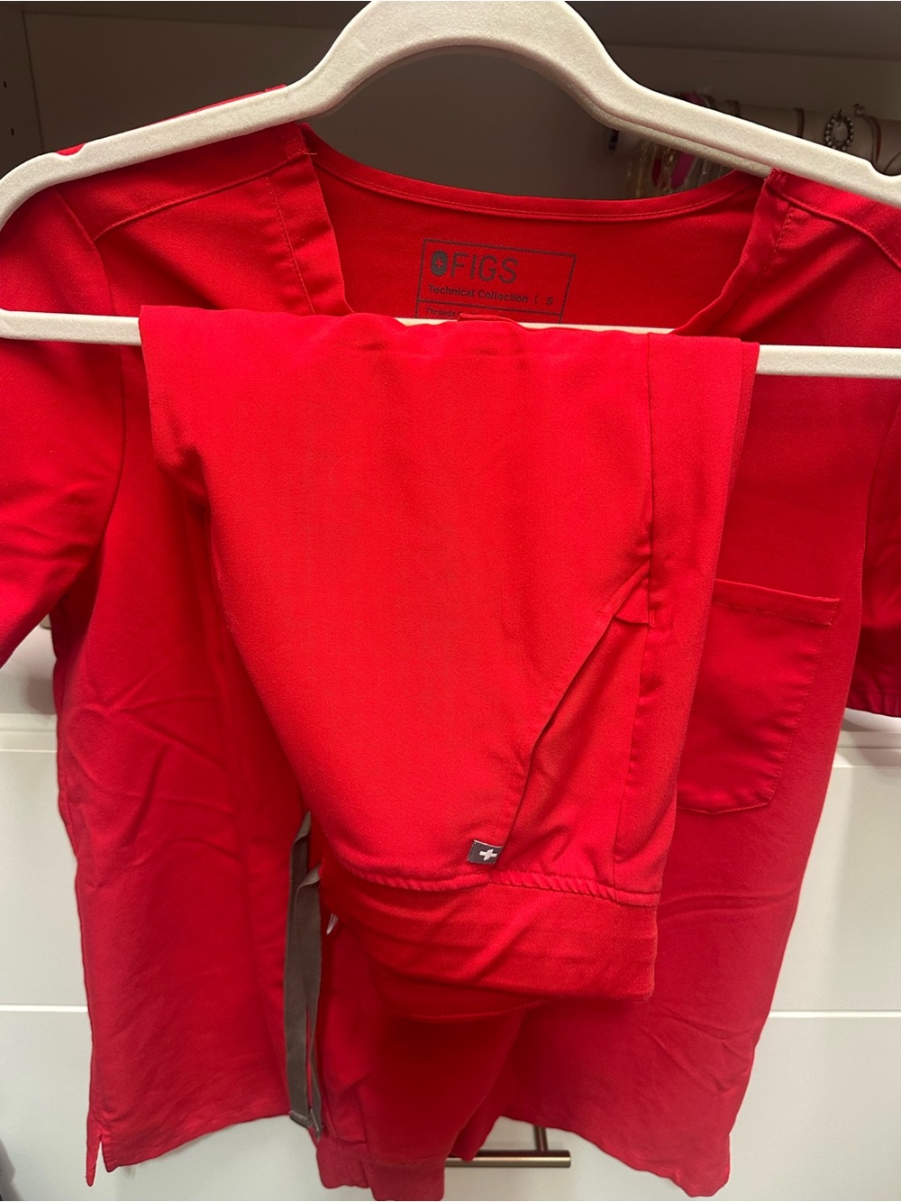 Figs Technical Collection Red Scrub Top